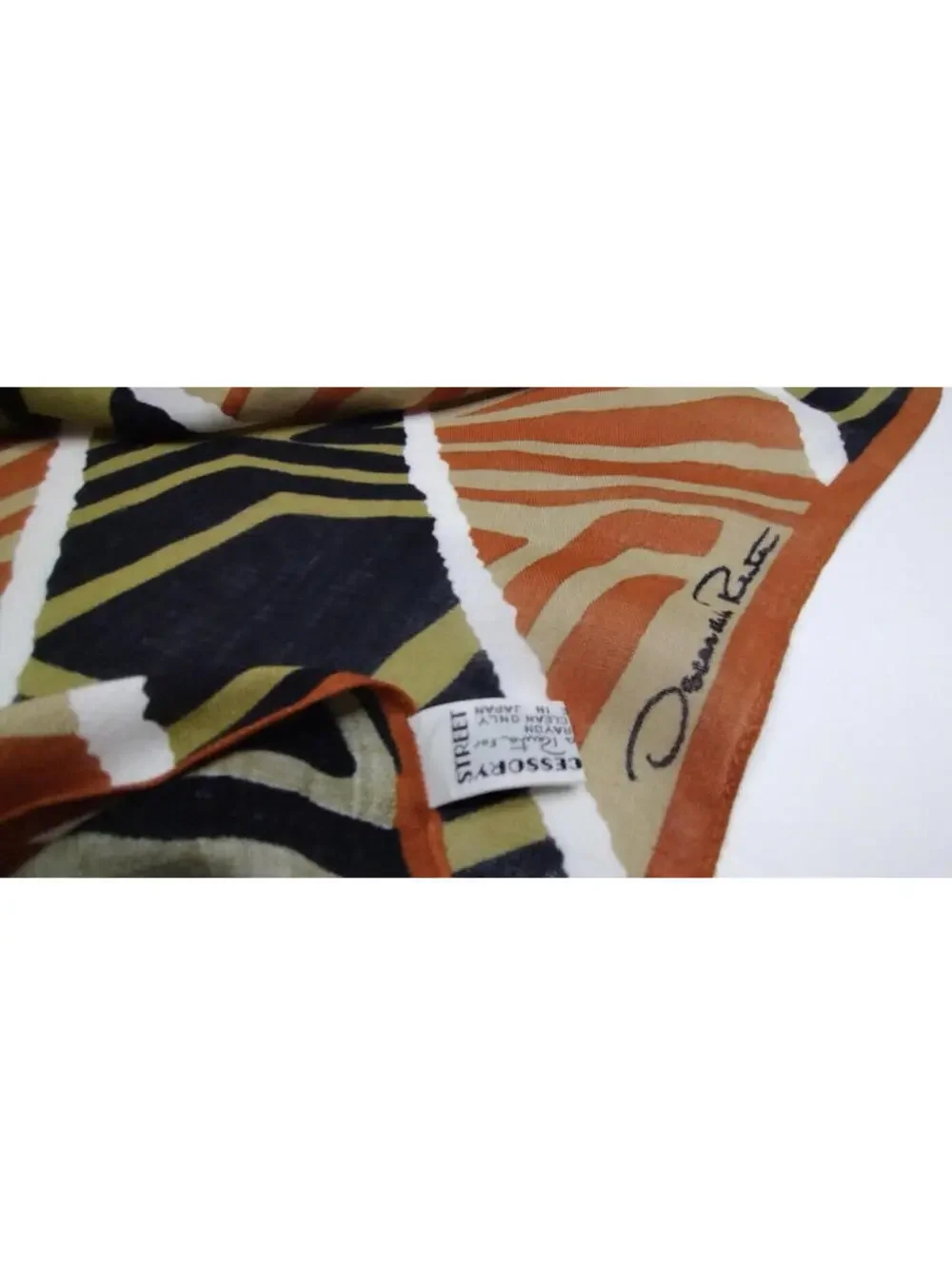 Oscar de la Renta Vintage Rayon Scarf Geometric Zebra Bohemian Black Brown Tan